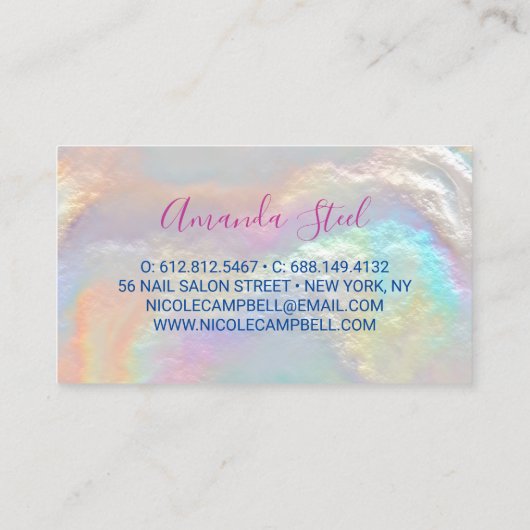 Leuke iriserende faux gouden glitter visitekaartje (Achterkant)