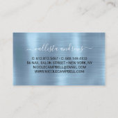 Leuke iriserende ijsblauwe faux glitter visitekaartje (Achterkant)