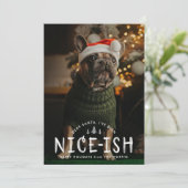 Leuke-ish stoute of leuke grappige hond kerst Kaar Feestdagenkaart (Staand voorkant)