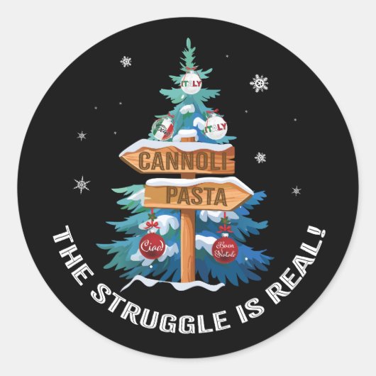 Leuke Italiaanse kerst Cannoli en Pasta Design Ronde Sticker (Voorkant)