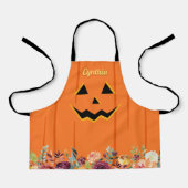Leuke Jack O' Lantern Halloween Pompoen Bloemen Ki Schort (Voorkant)