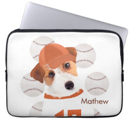 Leuke Jack Russell Hond Honkbal Jersey en Ballen Laptop Sleeve