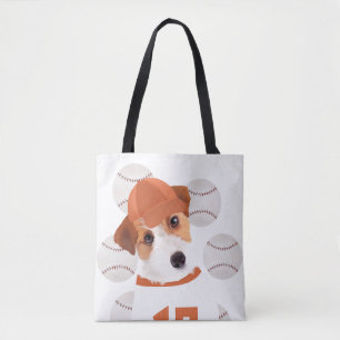 Leuke Jack Russell Hond Honkbal Jersey en Ballen Tote Bag