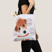 Leuke Jack Russell Hond Honkbal Jersey en Ballen Tote Bag (Dichtbij)