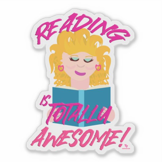 Leuke jaren '80 lezen Epic Book Cartoon Art Sticker (Voorkant)