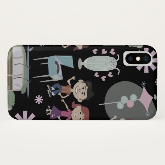 Leuke jaren vijftig kinder retro illustratiepatroo Case-Mate iPhone case (Achterkant (horizontaal))