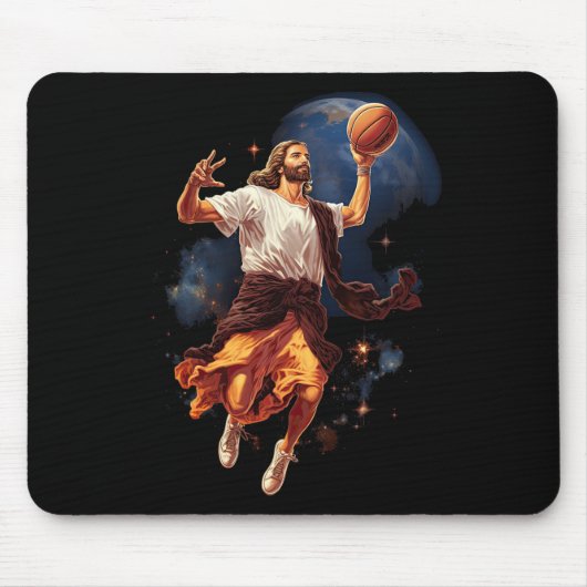 Leuke Jezus die Basketbal speelt Muismat (Voorkant)