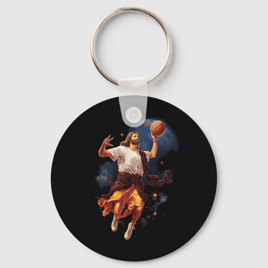 Leuke Jezus die Basketbal speelt Sleutelhanger (Voorkant)