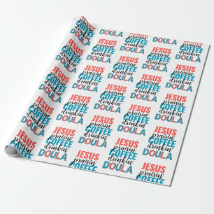 Leuke Jezus lovende koffiedrinkende christelijke D Cadeaupapier