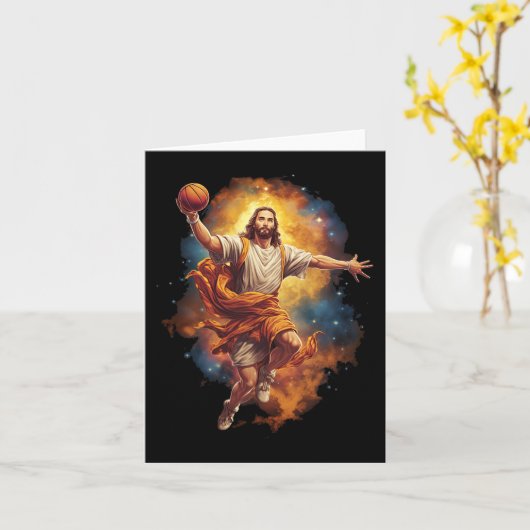 Leuke Jezus Spelen Basketbal 1 Kaart (Gele Bloem)