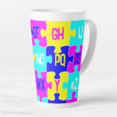 Leuke Jigsaw Puzzle Stukken & Alfabet Letters Latte Mok (Rechterhoek)