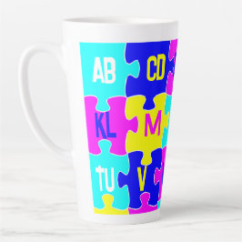 Leuke Jigsaw Puzzle Stukken & Alfabet Letters Latte Mok