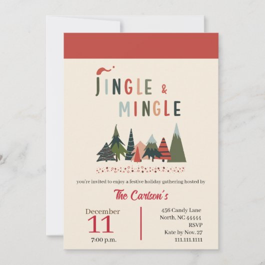 Leuke Jingle en Mingle Kerstfeest uitnodiging (Voorkant)