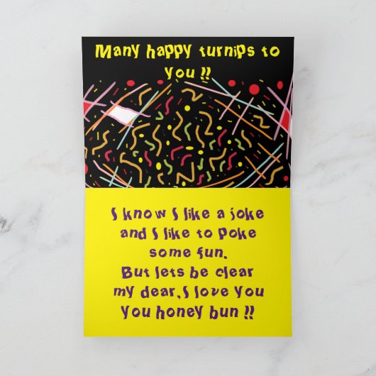 Leuke Joke boodschap en zany gemengde kleur ontwer Kaart (Binnen)