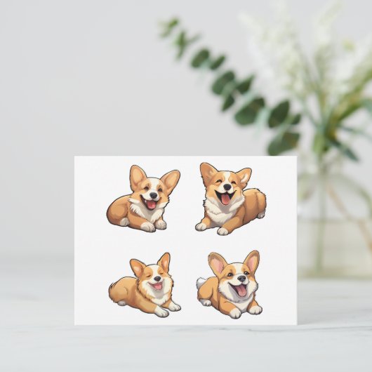 Leuke Jolly Corgi Puppy Honden Briefkaart (Staand voorkant)