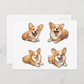 Leuke Jolly Corgi Puppy Honden Briefkaart (Voorkant / Achterkant)