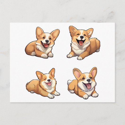 Leuke Jolly Corgi Puppy Honden Briefkaart (Voorkant)