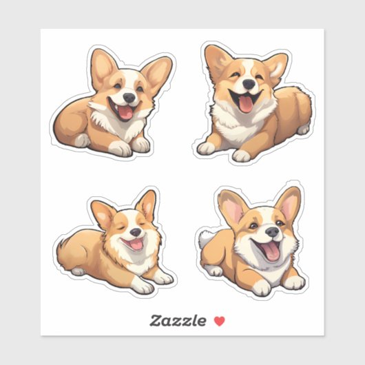 Leuke Jolly Corgi Puppy Honden Sticker (Vel)