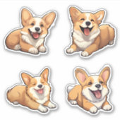 Leuke Jolly Corgi Puppy Honden Sticker (Voorkant)