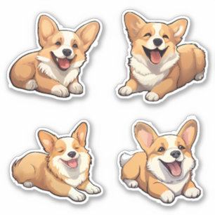 Leuke Jolly Corgi Puppy Honden Sticker