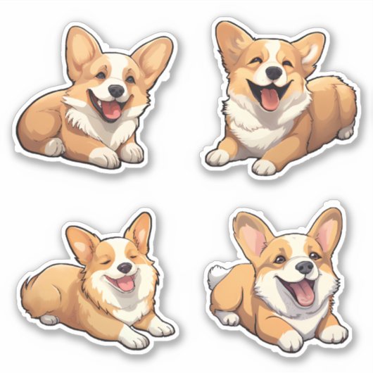 Leuke Jolly Corgi Puppy Honden Sticker (Voorkant)