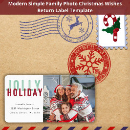 Leuke Jolly Holiday Familie Moderne Foto Kerstmis Etiket