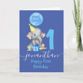 Leuke jongen 1e verjaardagskaart kaart (Voorkant)