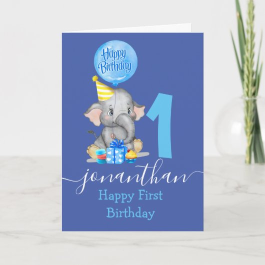 Leuke jongen 1e verjaardagskaart kaart (Voorkant)