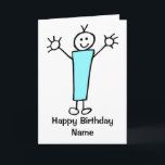 Leuke jongen blauw verjaardag kaart<br><div class="desc">Leuke cartoon van een klein blauw jongetje glimlachend. Kaart heeft een witte achtergrond,  maar het is gemakkelijk om dit te bewerken naar een andere kleur. Personaliseer deze kaart eenvoudig door de tekst van de sjabloon aan de voor- en binnenkant te bewerken. Bedankt voor het bekijken van mijn design!</div>