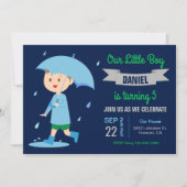 Leuke jongen met paraplu | Regenachtige Dag Verjaa Kaart (Voorkant)