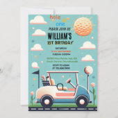 Leuke jongen schattig golfgat in een eerste 1e ver kaart (Voorkant)