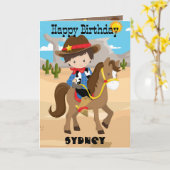 Leuke Jongens Cowboy Woordzoekplaat Gefeliciteerd  Kaart (Gele Bloem)
