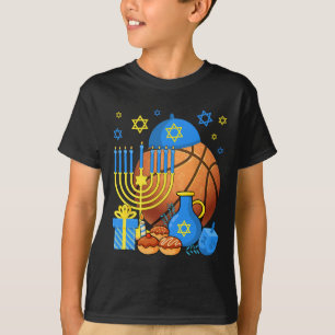 Leuke Joodse Basketbal Menorah Happy Chanoeka T-shirt
