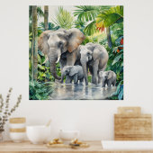 Leuke Jungle olifant liefhebbers Poster (Keuken)