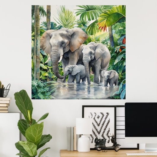 Leuke Jungle olifant liefhebbers Poster (Thuiskantoor)
