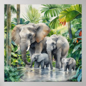 Leuke Jungle olifant liefhebbers Poster (Voorkant)