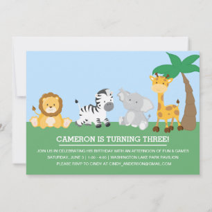 Leuke Jungle Safari Kinderverjaardagsuitnodiging Kaart