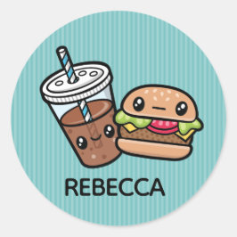 Leuke Junk Food burger en frisdrank Ronde Sticker