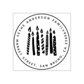 Leuke kaarsen ronde familienaam & retouradres rubberstempel (Afrduk)