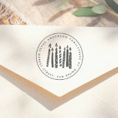 Leuke kaarsen ronde familienaam & retouradres rubberstempel