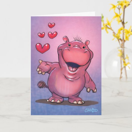 Leuke Kaart Hippo (Gele Bloem)