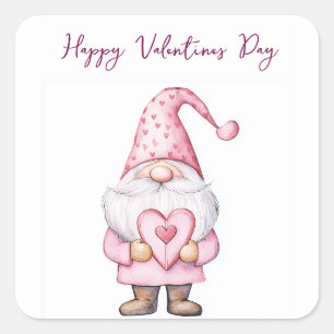 Leuke kaart met een cartoon roze kabouter in de li vierkante sticker