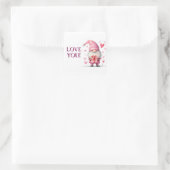 Leuke kaart met een cartoon roze kabouter in de li vierkante sticker (Tas)