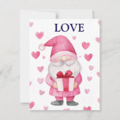 leuke kaart met een cartoon roze kabouter verliefd (Voorkant)