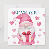 leuke kaart met een cartoon roze kabouter verliefd (Voorkant)
