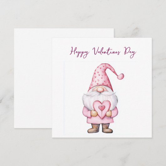 leuke kaart met een cartoon roze kabouter verliefd (Voorkant / Achterkant)