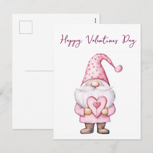 leuke kaart met een cartoon roze kabouter verliefd (Voorkant / Achterkant)