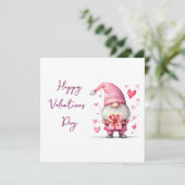 leuke kaart met een cartoon roze kabouter verliefd (Staand voorkant)