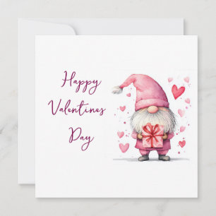 leuke kaart met een cartoon roze kabouter verliefd