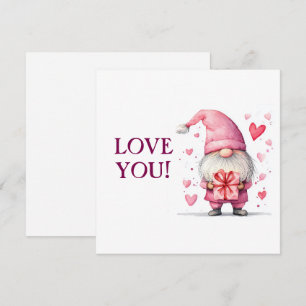 leuke kaart met een cartoon roze kabouter verliefd